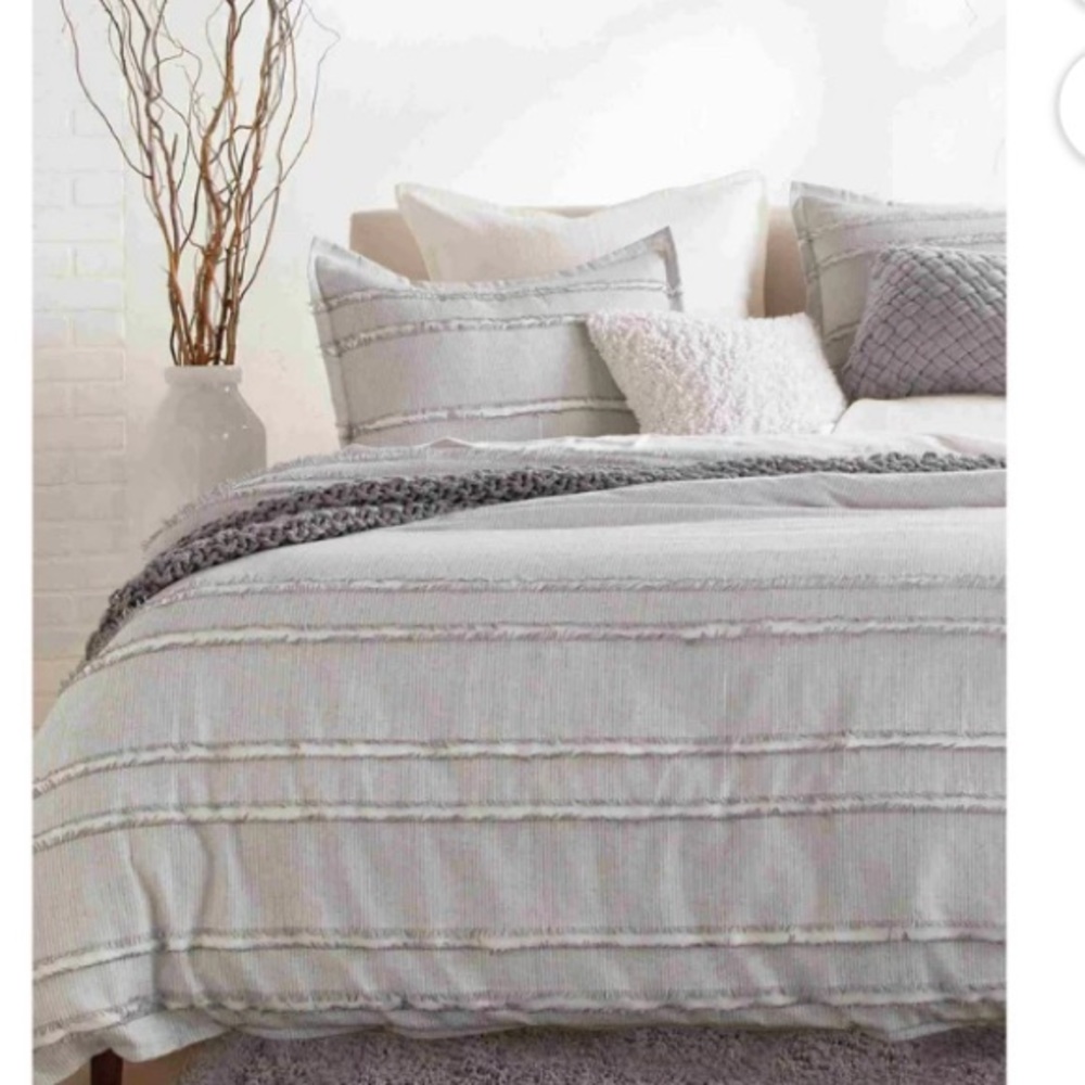 DKNY Fringe Stripe Duvet Cover and Sham Set, King